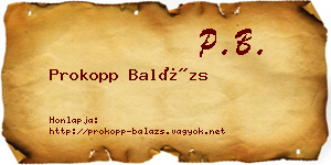 Prokopp Balázs névjegykártya